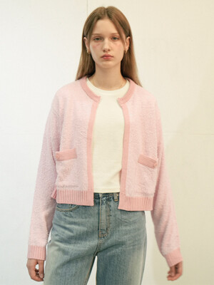 Open Pocket Knit Cardigan (Pink)