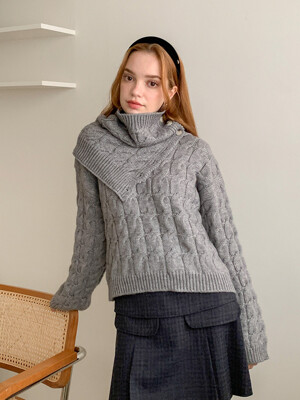 Twisted neck warmer sweater