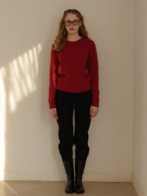 Merry alpaca knit pullover (Red)
