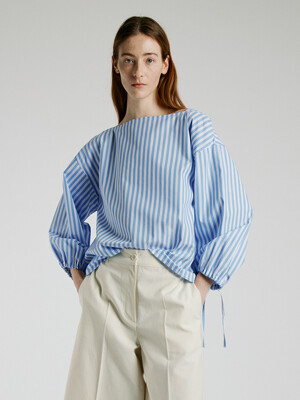 Heidi square blouse_blue stripe
