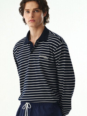 01 M.C UNISEX, Stripe PK Shirt / Navy