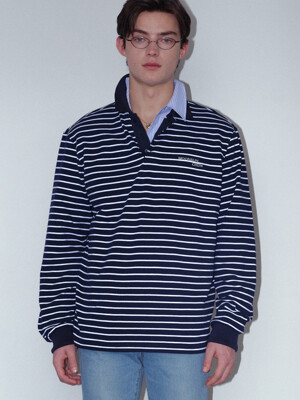 01 M.C UNISEX, Stripe PK Shirt / Navy