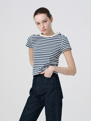 Pippa stripe rib t-shirt (Ivory navy)