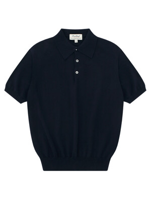 Essential Short Sleeve Polo Knit (Navy)