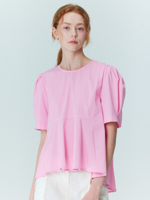 Back Ribbon Detail Peplum Blouse_Pink