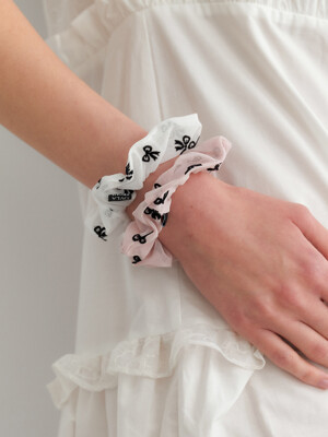 sheer ribbon dots scrunchie