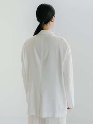 LINEN BLEND SINGLE JACKET_OFF WHITE