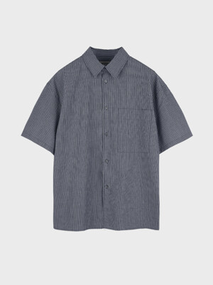 STRIPE HALF SHIRTS_NAVY