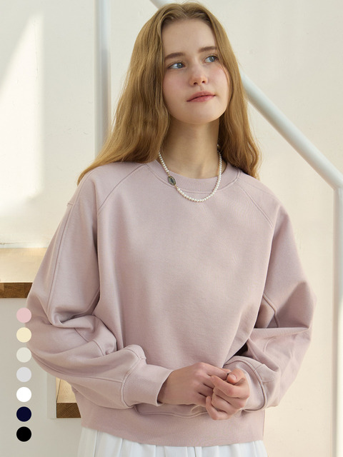 논로컬 [단독]Rib Block Crop Sweatshirt - 7Color