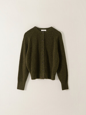 BOUCLE ALPACA KNIT CARDIGAN_KHAKI