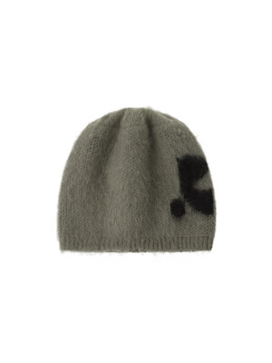 MOHAIR JACQUARD BEANIE - KHAKI