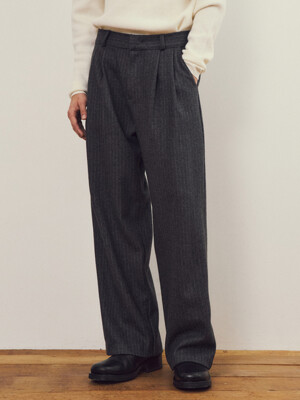 Essential Pin Stripe Wool Banding Slacks 2COLOR