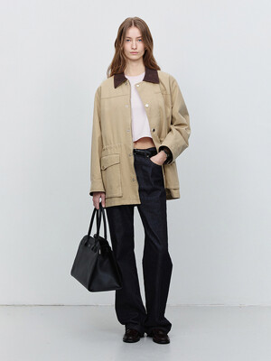 UNISEX VINTAGE HALF WORK JACKET BEIGE_UDJU5A109I2