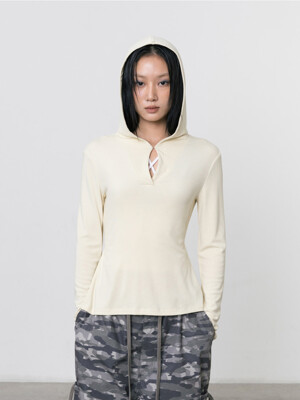 TIE-BACK LONG SLEEVE HOODIE YELLOW