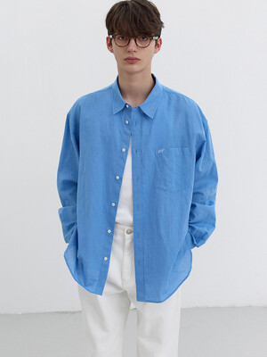 UNISEX CLASSIC LINEN SHIRT BLUE_M_UDSH5B125B2
