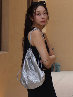 Sleek String Backpack Hello Kitty Silver