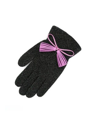 Color Glitter tassel Gloves/green_purple