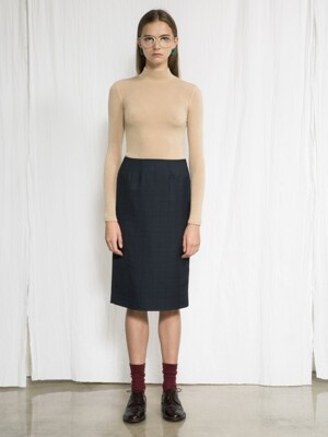 18FALL DARK NAVY CHECK SKIRT