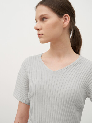 TTR RIBBED V-NECK BALLOON KNIT TOP 3COLOR