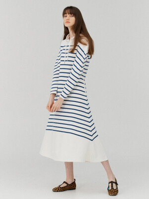 WOLGOT Hoodie maxi stripe dress (2colors)