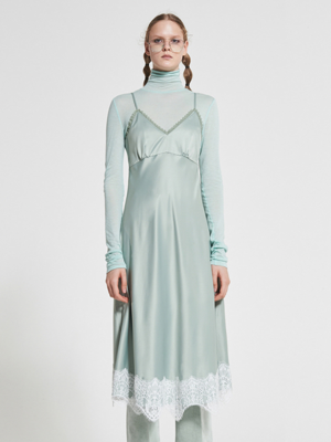 Lace Tremmed Sleeveless Dress Mint WBAFOP006MT