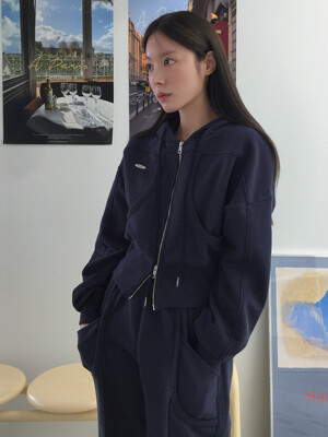 더블 지퍼 후드 집업_NAVY