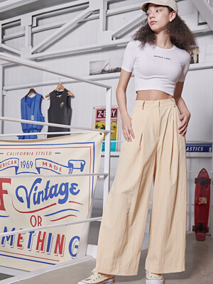 ONE TUCK WIDE PANTS LIGHT YELLOW [U2M0P30231]