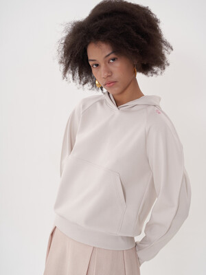 stitched sleeve hood sweat_ivory