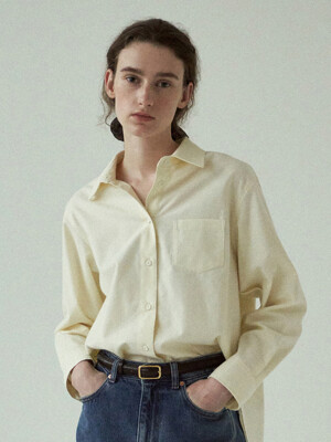 brushed cotton shirt [Italian fabric] (cream)