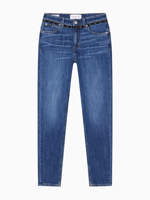 데님 - 캘빈클라인 진 (Calvin Klein Jeans) - [CK] 여 미드 블루 하이라이즈 바디 스키니핏 앵클 기모 데님 J220052 1A4