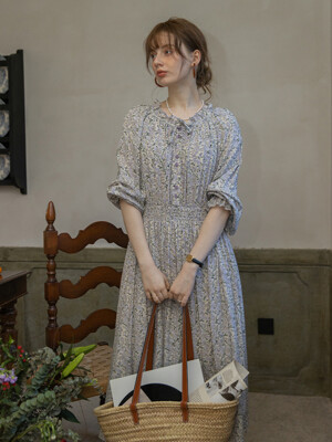 RAVINDRA shirring long dress_flower