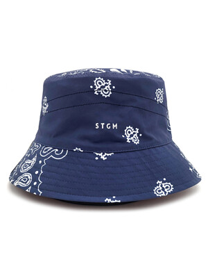 23SS PAISLEY REVERSIBLE BUCKET HAT NAVY/ORANGE