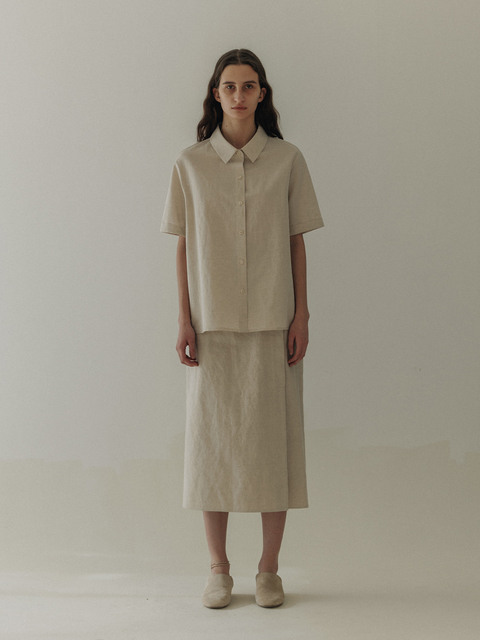 스커트 - 모이아 (MOIA) - button linen skirt (natural)