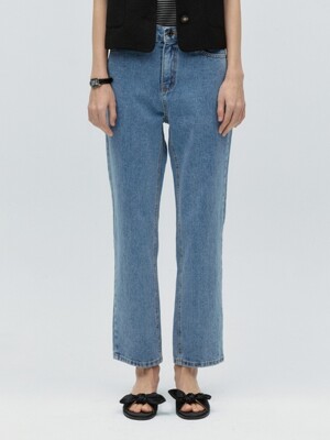 straight denim pants - medium blue