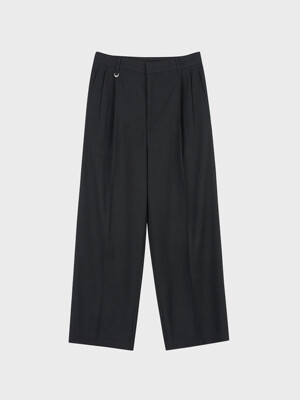 FLUTTER TWO TUCK WIDE SLACKS_BLACK