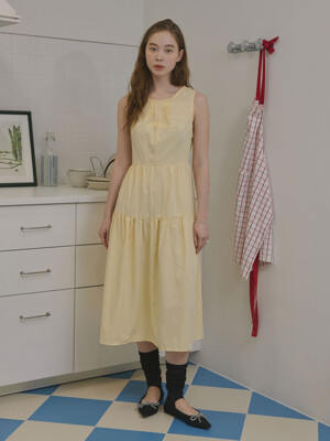 Sonrisa shirring dress (light yellow)