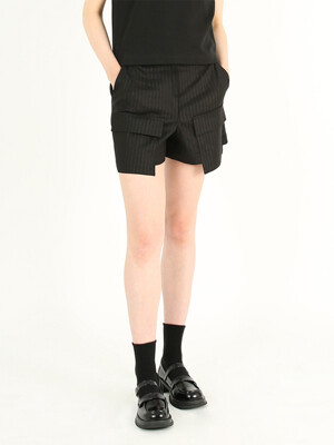 [23SS]Out Pocket Striped Shorts_Black