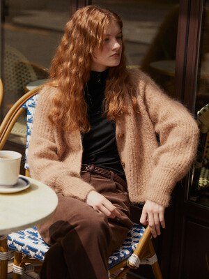 Hairy V-neck Alpaca Cardigan