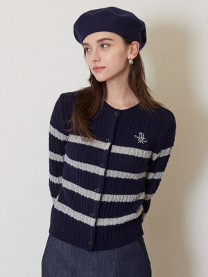 JK striped knit cardigan_navy