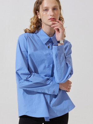 Loose fit back triangle stitch shirts - blue