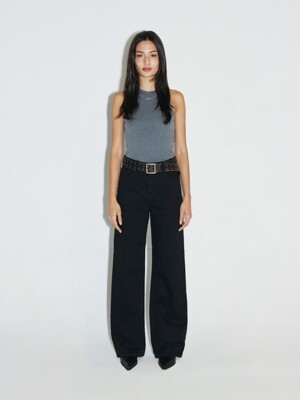 Relaxed Black Wide Jean - YW393
