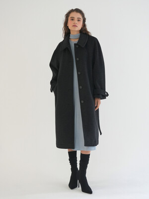 RAGLAN WOOL COAT / CHARCOAL