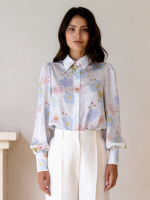 WILLIAM IVORY FLORAL BLOUSE