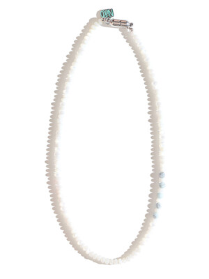 TURQUOiSE BLUE POiNT MOTHER OF PEARL NECKLACE #109