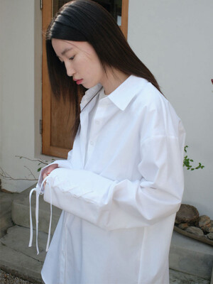 Sleeve Strap Oversized Shirt, white