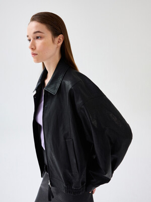 LEATHER BOMBER JACKET _ BLACK