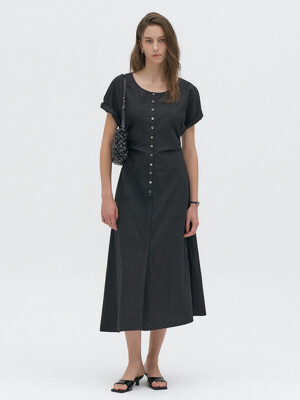 Unbalance Button Dress[LMBDSUDR804]-Black