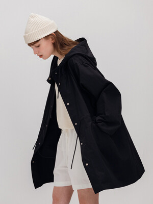 Packable hooded coat (navy)