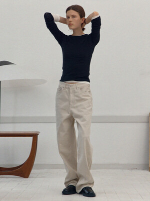 colour cotton pants - cream