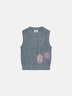 W Cali Shaggy Knit Vest Grey